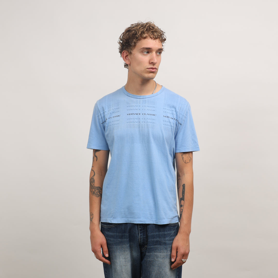Versace T-Shirt - Large Light Blue Cotton