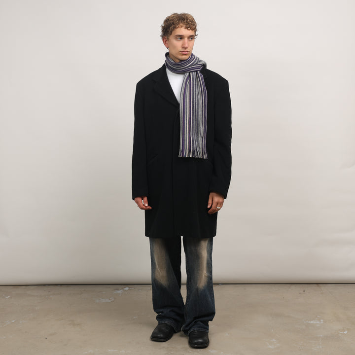 90's Overcoat - XL Black Wool