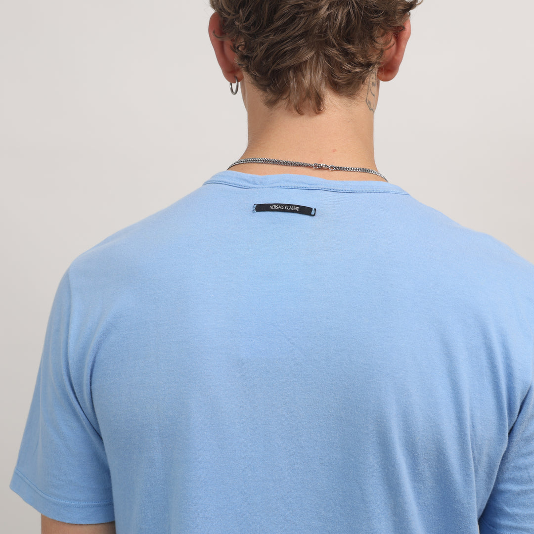 Versace T-Shirt - Large Light Blue Cotton