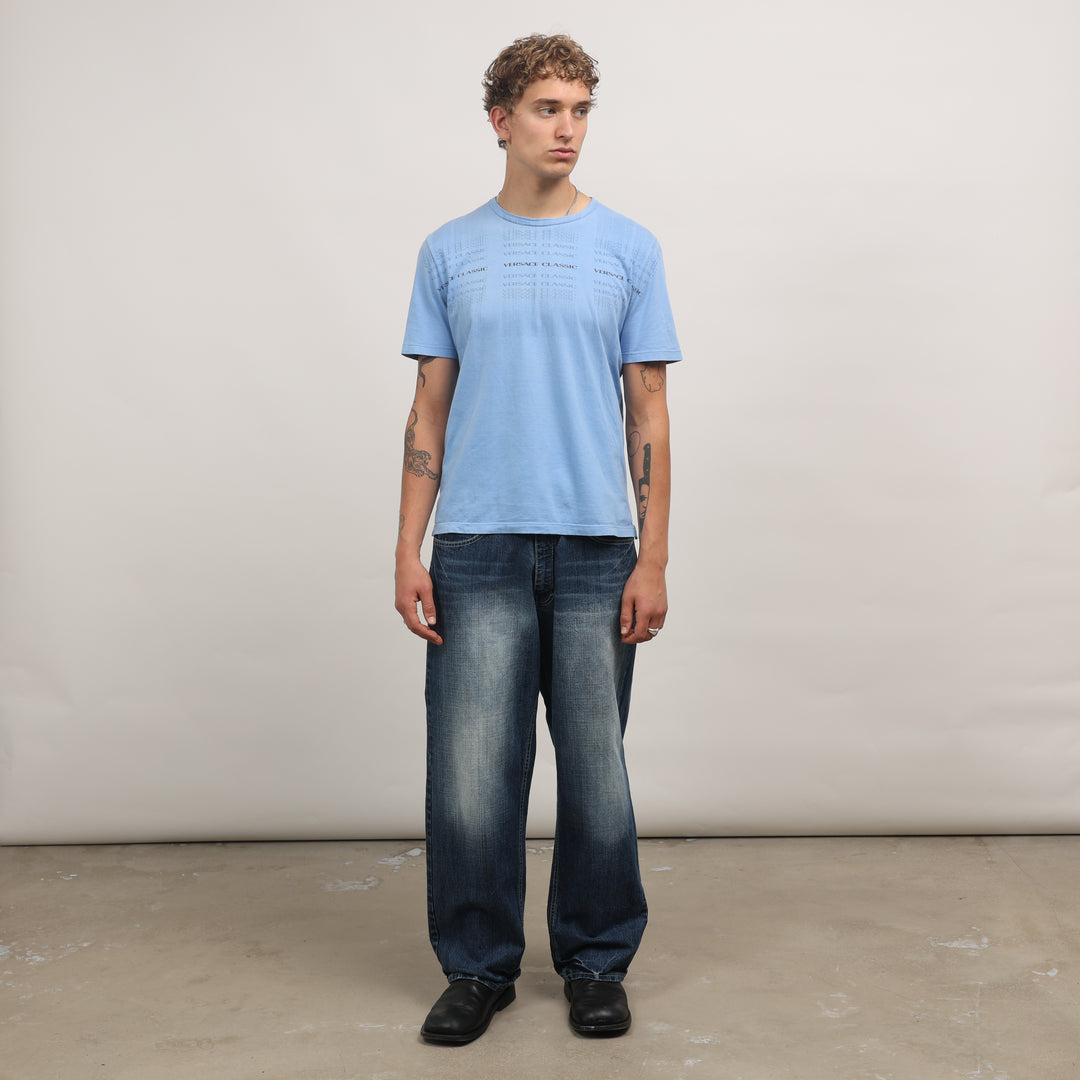 Versace T-Shirt - Large Light Blue Cotton