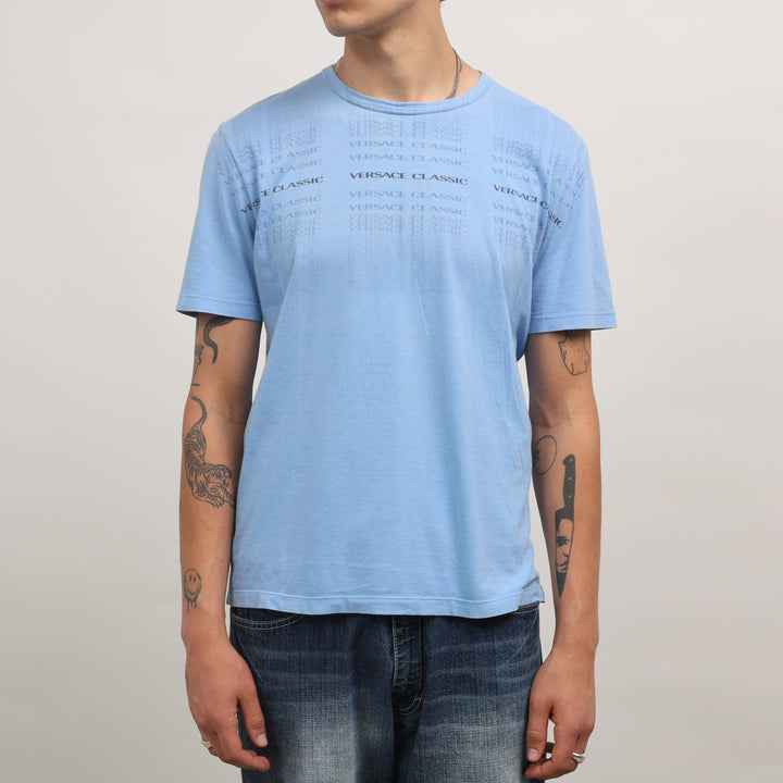 Versace T-Shirt - Large Light Blue Cotton