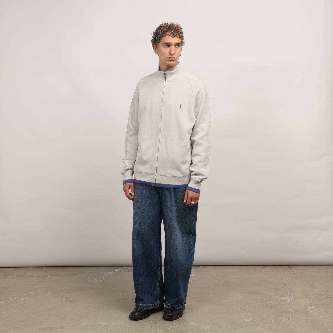 Yves Saint Laurent (YSL) Full-zip Jumper - Large Cream Cotton
