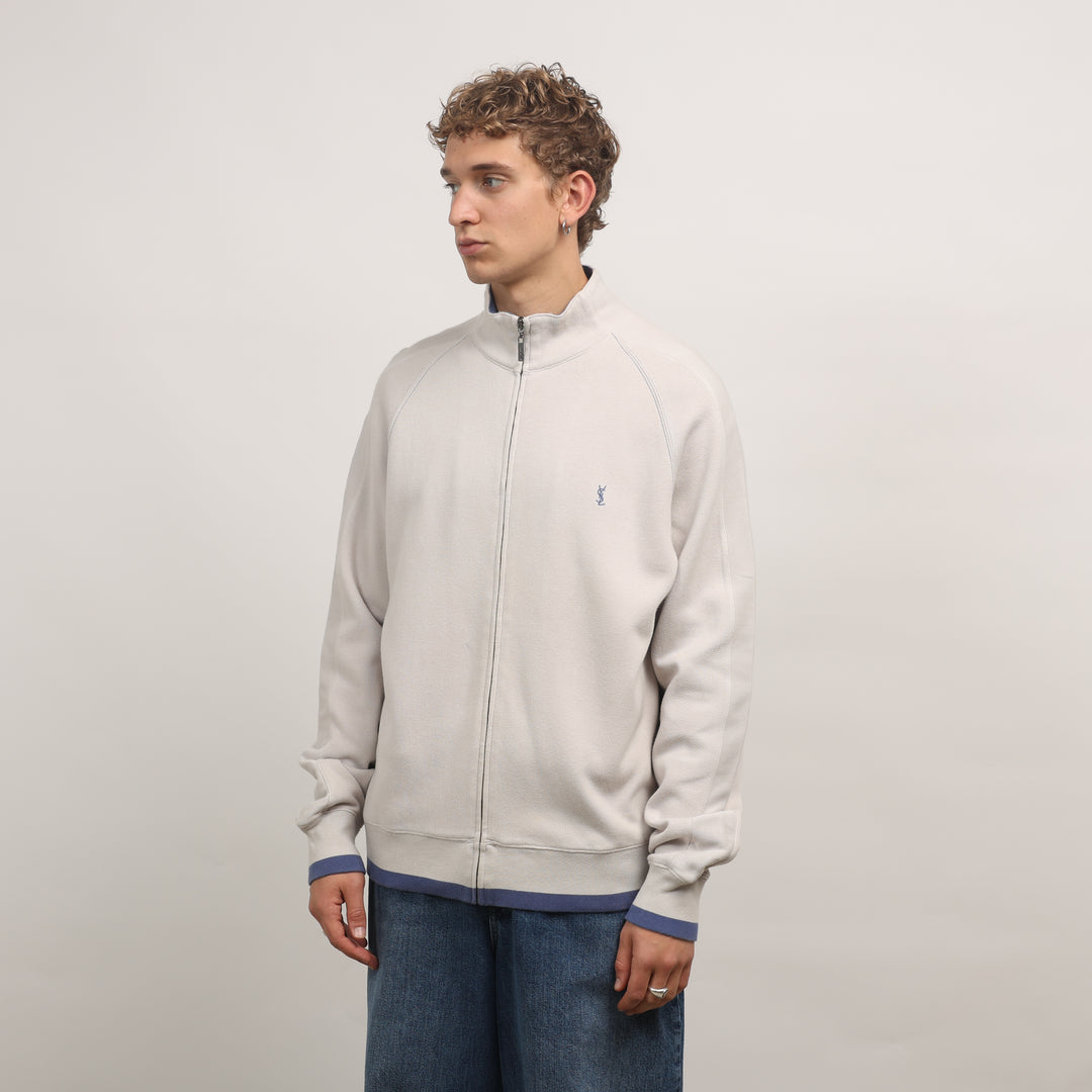 Yves Saint Laurent (YSL) Full-zip Jumper - Large Cream Cotton