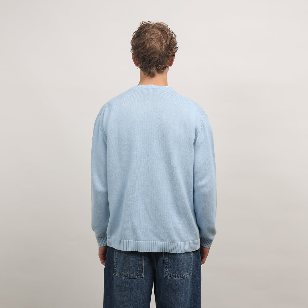 Yves Saint Laurent (YSL) Crewneck Jumper - Large Baby Blue Cotton