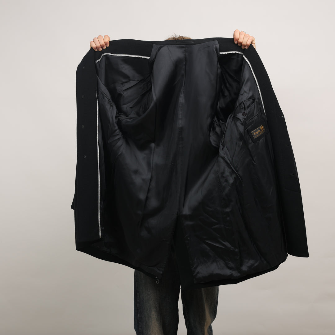 90's Overcoat - XL Black Wool