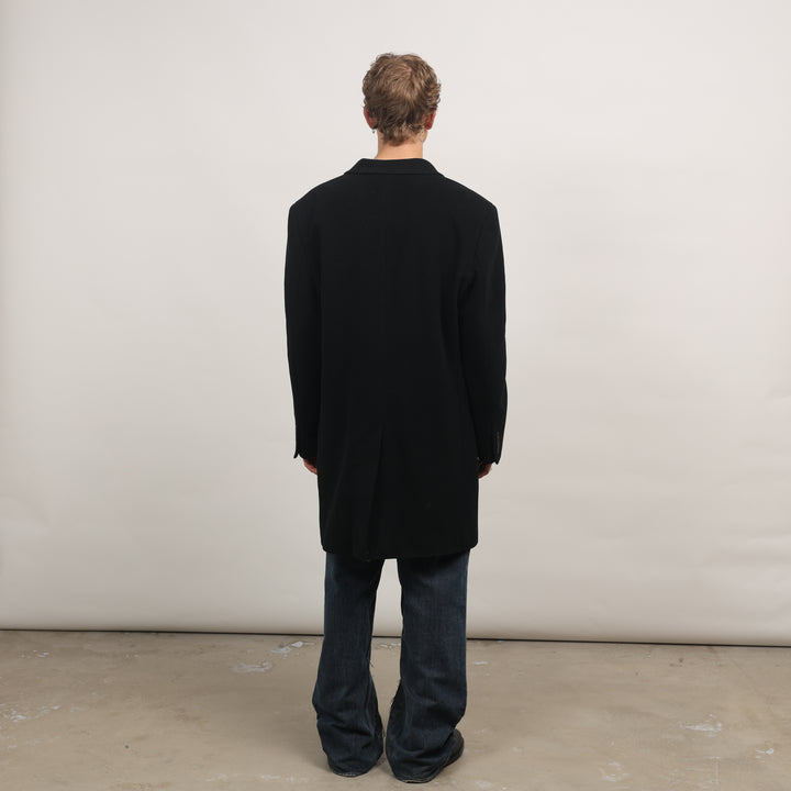 90's Overcoat - XL Black Wool