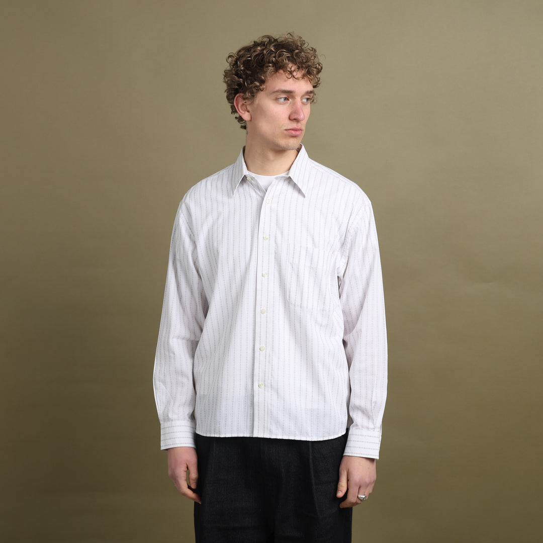 Yves Saint Laurent Dress Shirt White & Burgundy Men's L