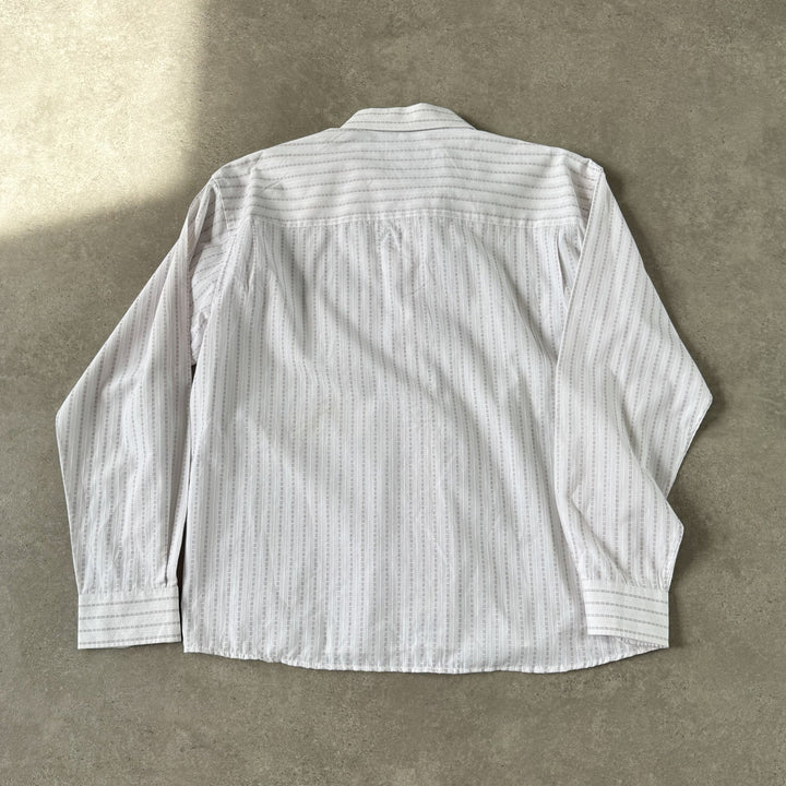 Yves Saint Laurent Dress Shirt White & Burgundy Men's L