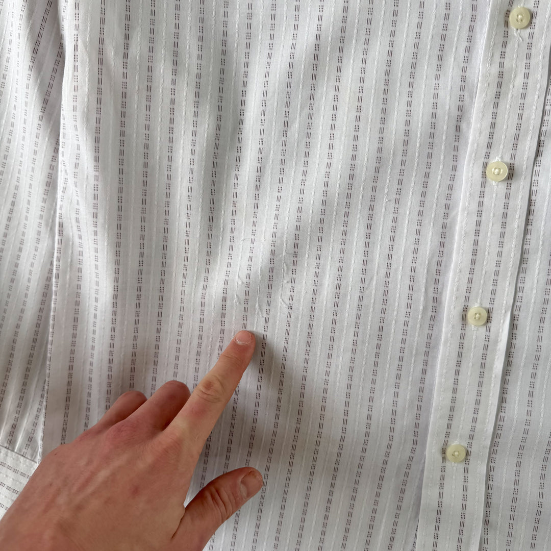 Yves Saint Laurent Dress Shirt White & Burgundy Men's L