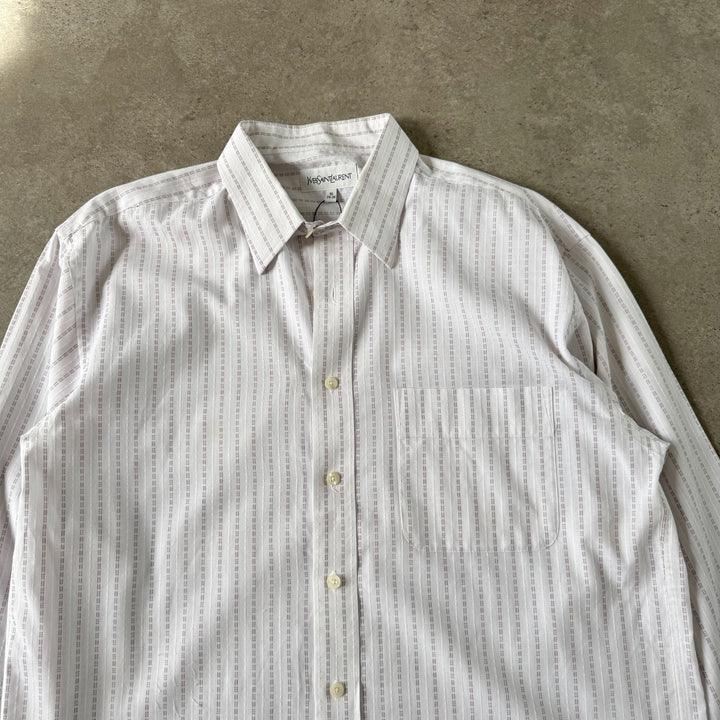 Yves Saint Laurent Dress Shirt White & Burgundy Men's L