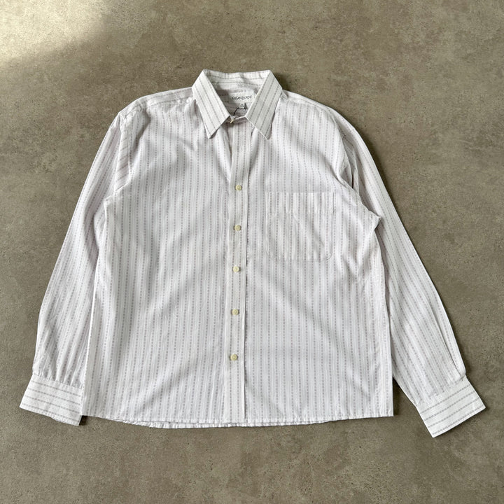 Yves Saint Laurent Dress Shirt White & Burgundy Men's L