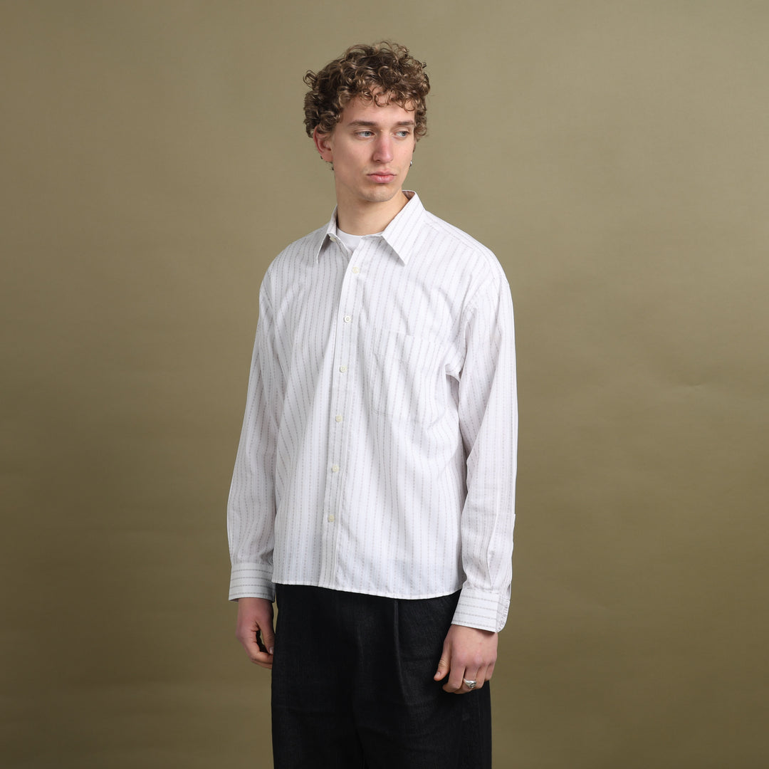 Yves Saint Laurent Dress Shirt White & Burgundy Men's L
