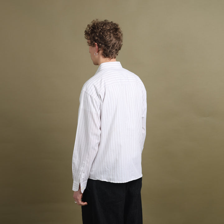 Yves Saint Laurent Dress Shirt White & Burgundy Men's L