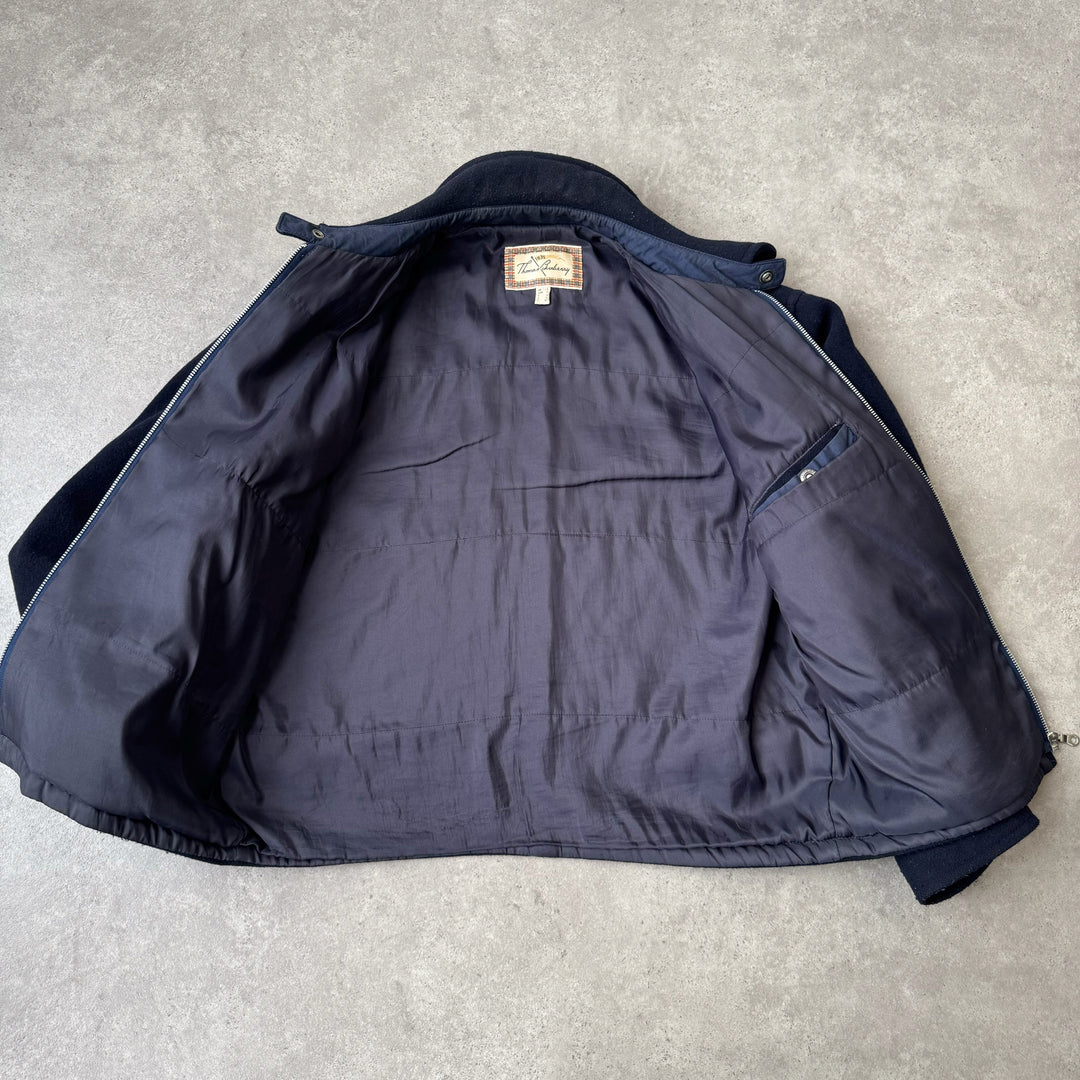 Thomas Burberry Bomber Jacket Navy Blue Men's L