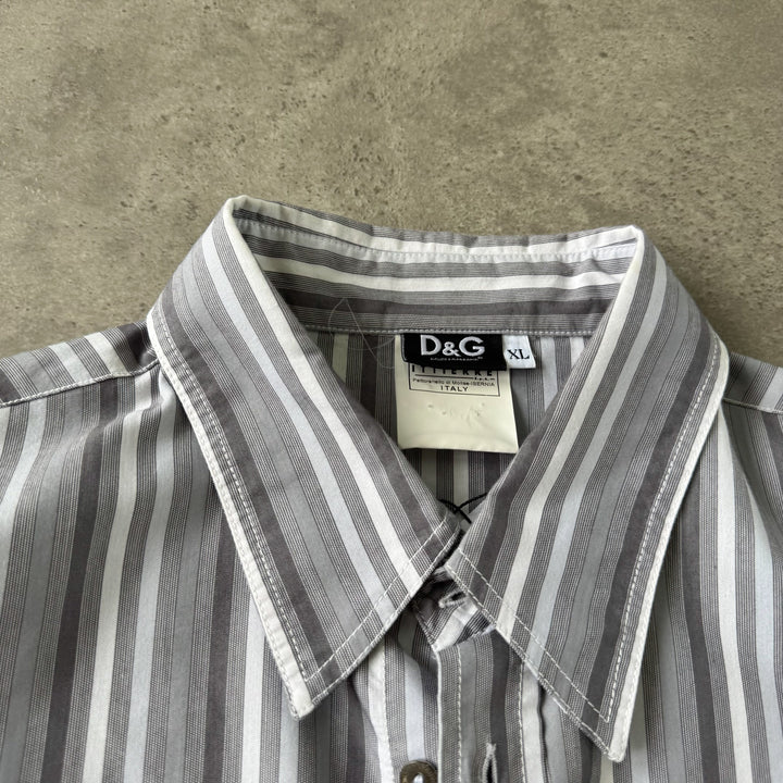 Dolce & Gabbana Dress Shirt Grey & White Men's L/XL