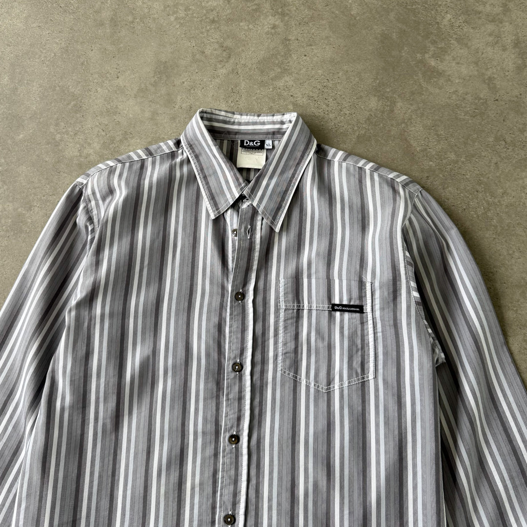Dolce & Gabbana Dress Shirt Grey & White Men's L/XL