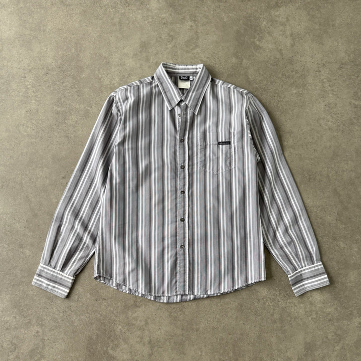 Dolce & Gabbana Dress Shirt Grey & White Men's L/XL