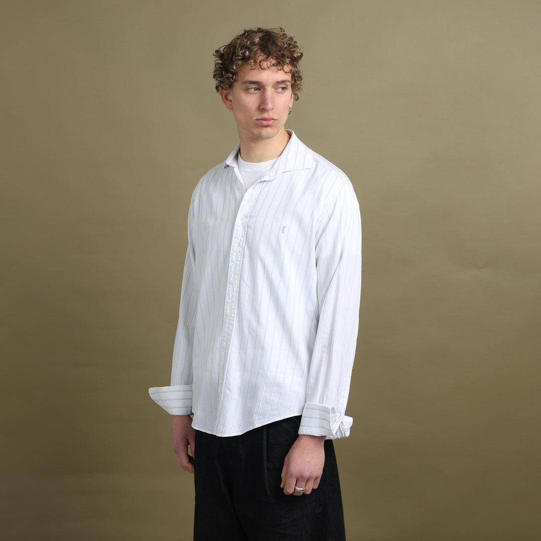 Yves Saint Laurent Dress Shirt White & Light Blue Men's L