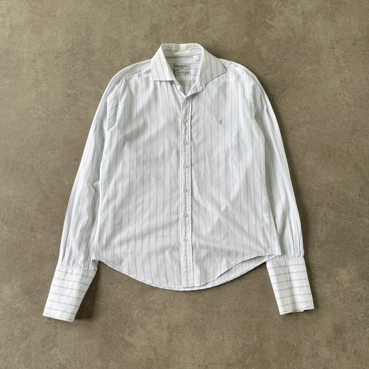 Yves Saint Laurent Dress Shirt White & Light Blue Men's L