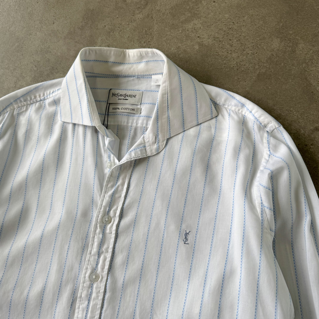 Yves Saint Laurent Dress Shirt White & Light Blue Men's L