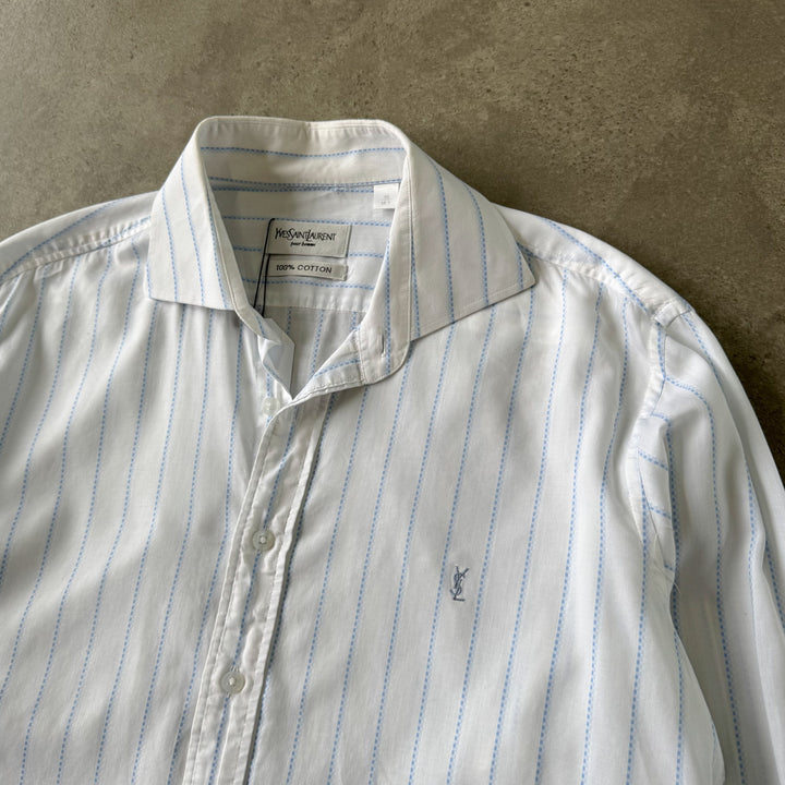 Yves Saint Laurent Dress Shirt White & Light Blue Men's L