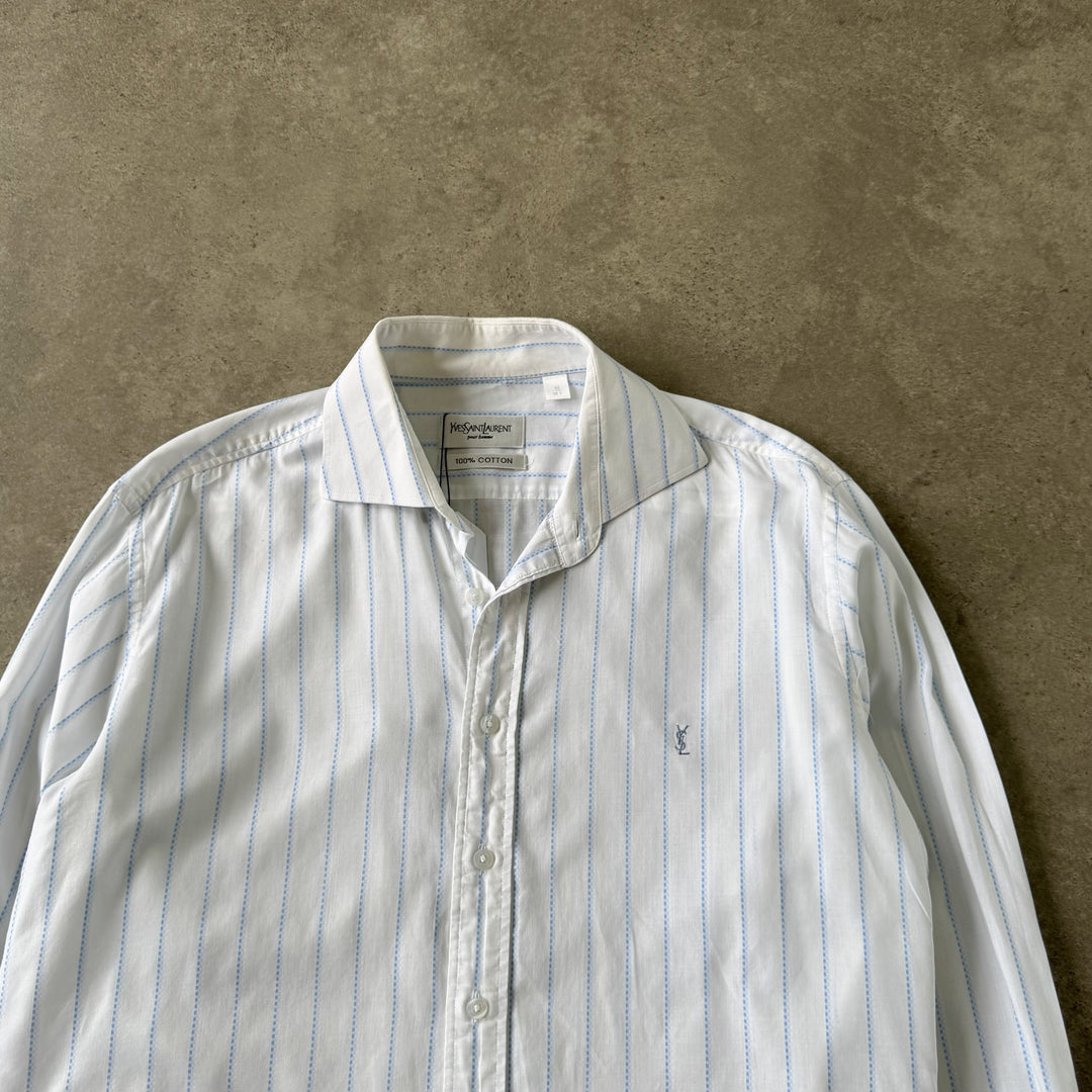 Yves Saint Laurent Dress Shirt White & Light Blue Men's L