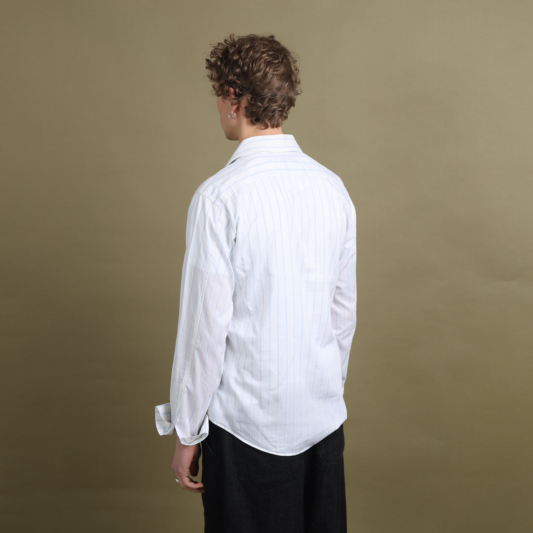 Yves Saint Laurent Dress Shirt White & Light Blue Men's L