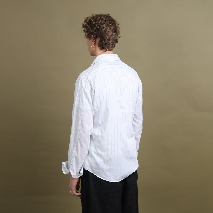 Yves Saint Laurent Dress Shirt White & Light Blue Men's L