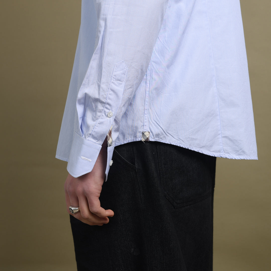 Aquascutum Dress Shirt Light Blue & White Men's XL