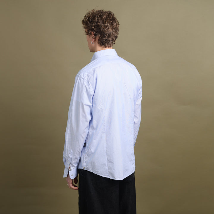 Aquascutum Dress Shirt Light Blue & White Men's XL