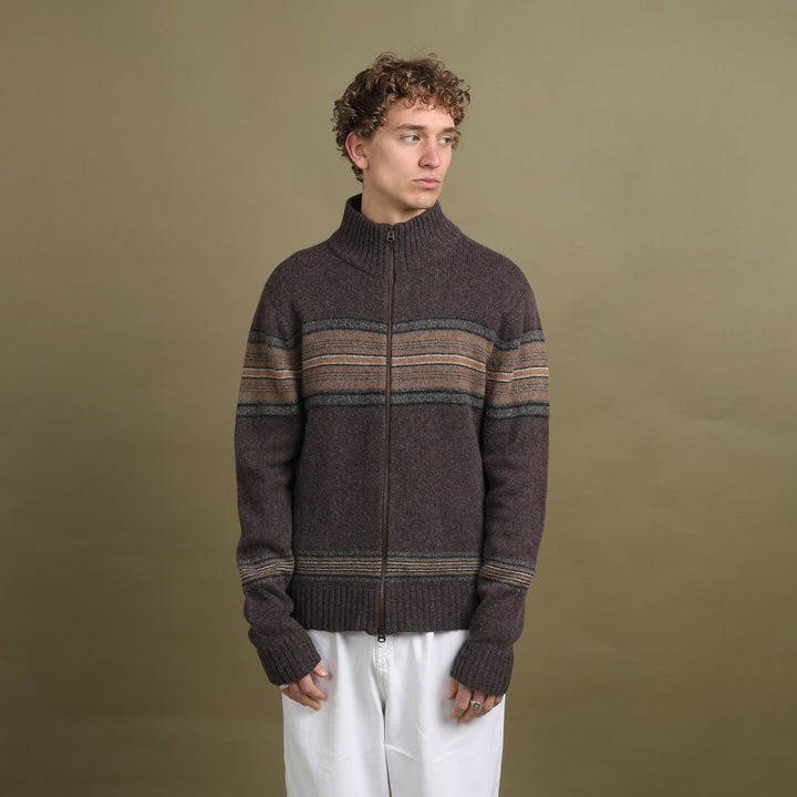 Ralph Lauren Full Zip Jumper Brown & Beige Men's L