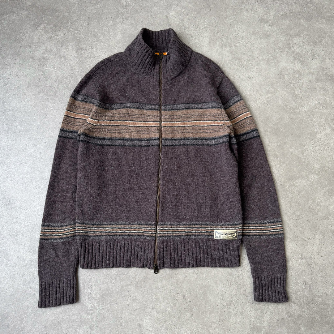 Ralph Lauren Full Zip Jumper Brown & Beige Men's L
