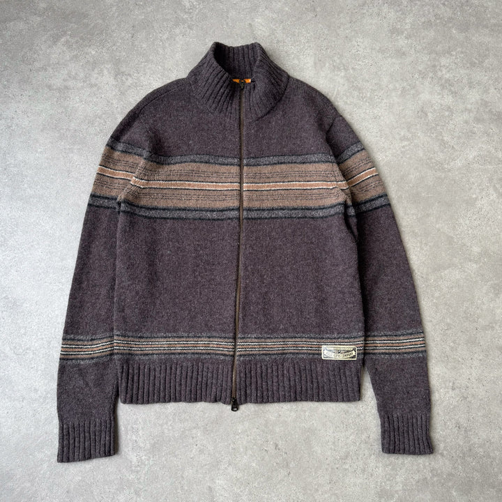 Ralph Lauren Full Zip Jumper Brown & Beige Men's L