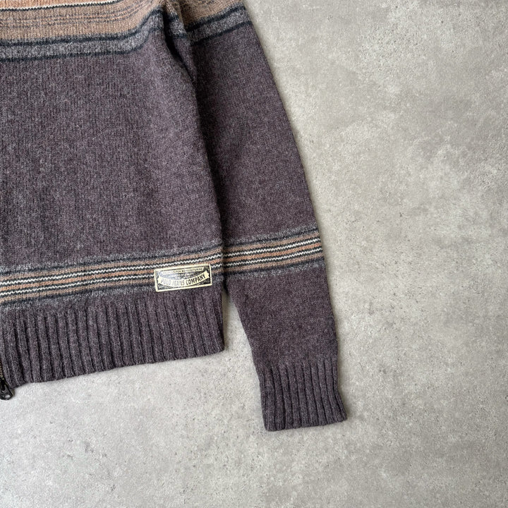 Ralph Lauren Full Zip Jumper Brown & Beige Men's L