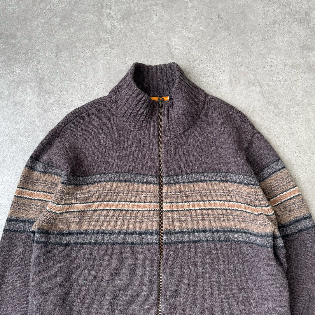 Ralph Lauren Full Zip Jumper Brown & Beige Men's L