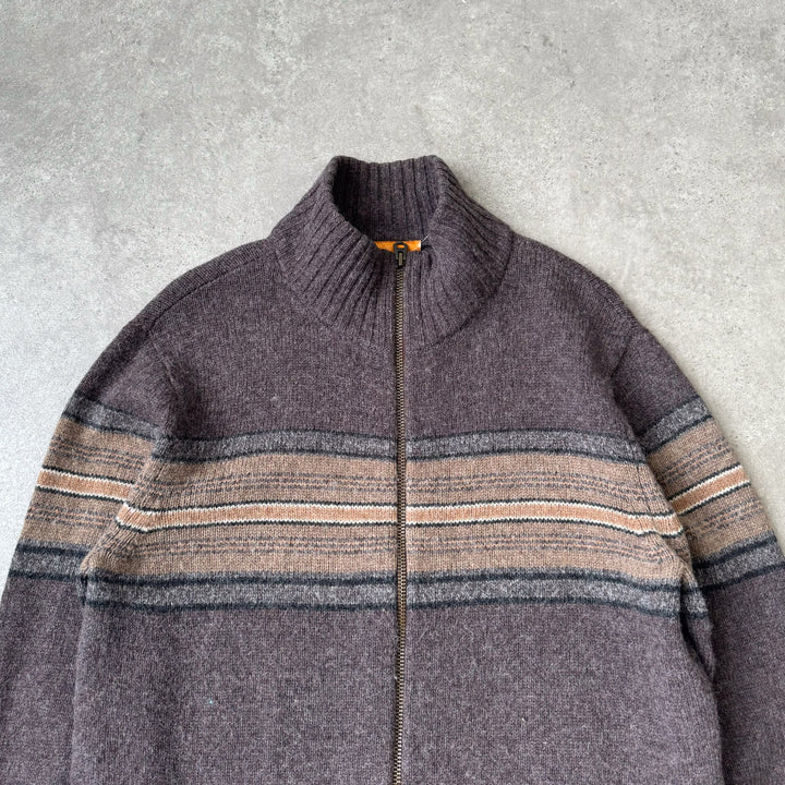 Ralph Lauren Full Zip Jumper Brown & Beige Men's L