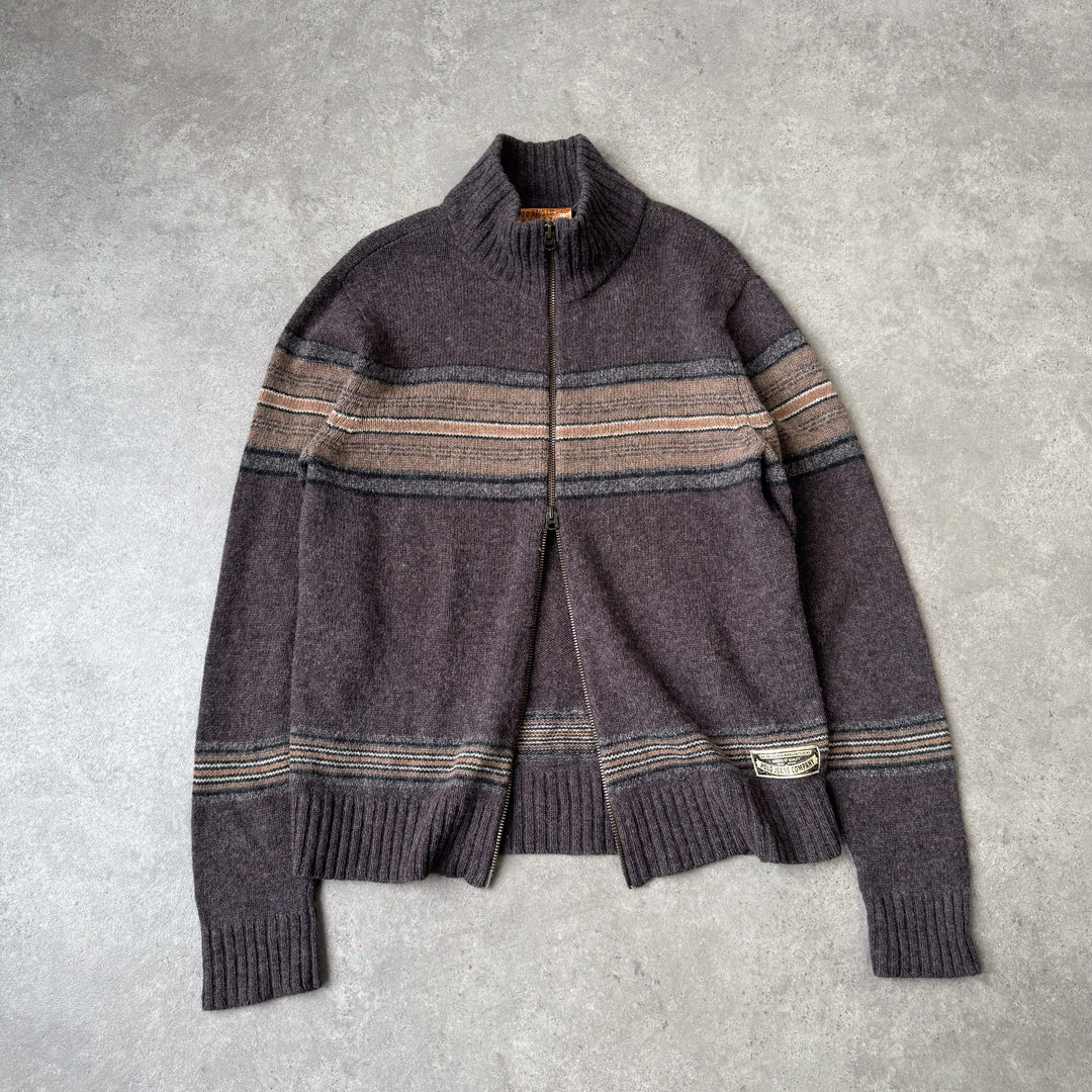 Ralph Lauren Full Zip Jumper Brown & Beige Men's L