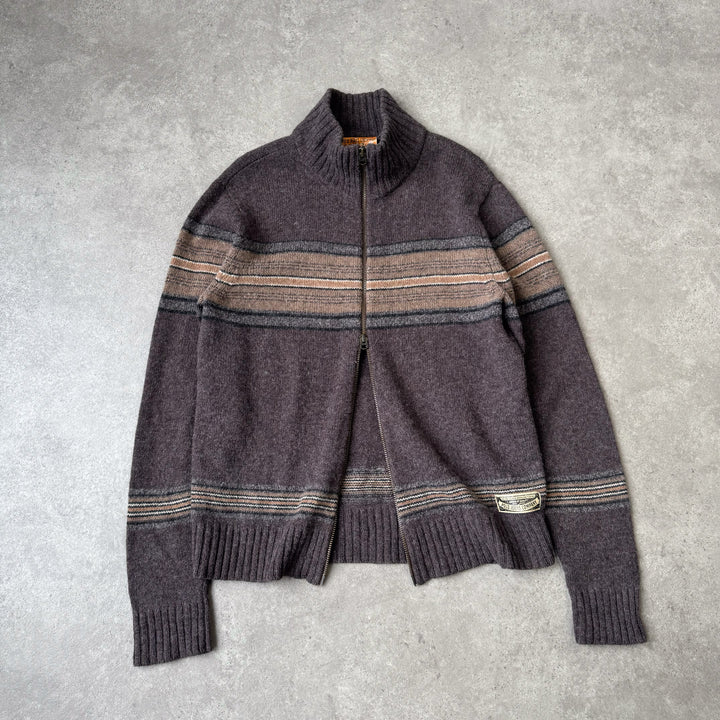 Ralph Lauren Full Zip Jumper Brown & Beige Men's L
