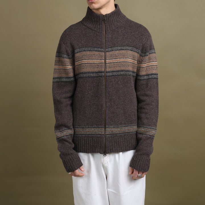 Ralph Lauren Full Zip Jumper Brown & Beige Men's L