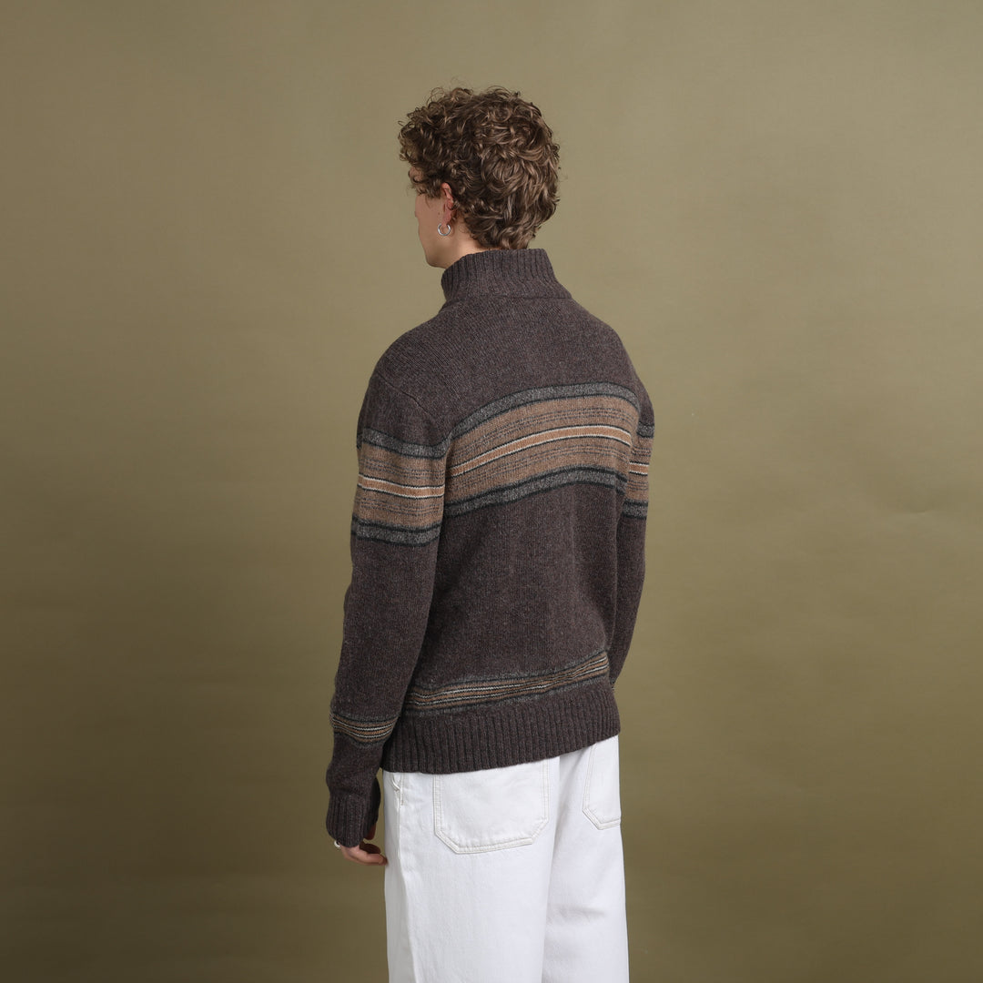 Ralph Lauren Full Zip Jumper Brown & Beige Men's L
