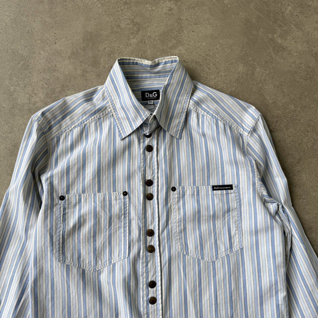 Dolce & Gabbana Dress Shirt Blue & White Men's M