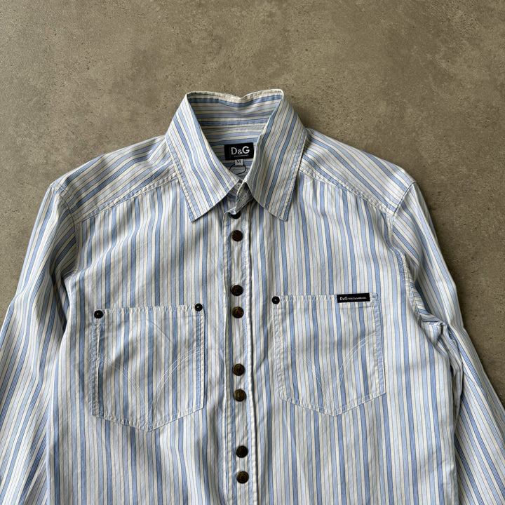 Dolce & Gabbana Dress Shirt Blue & White Men's M