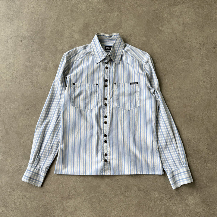 Dolce & Gabbana Dress Shirt Blue & White Men's M