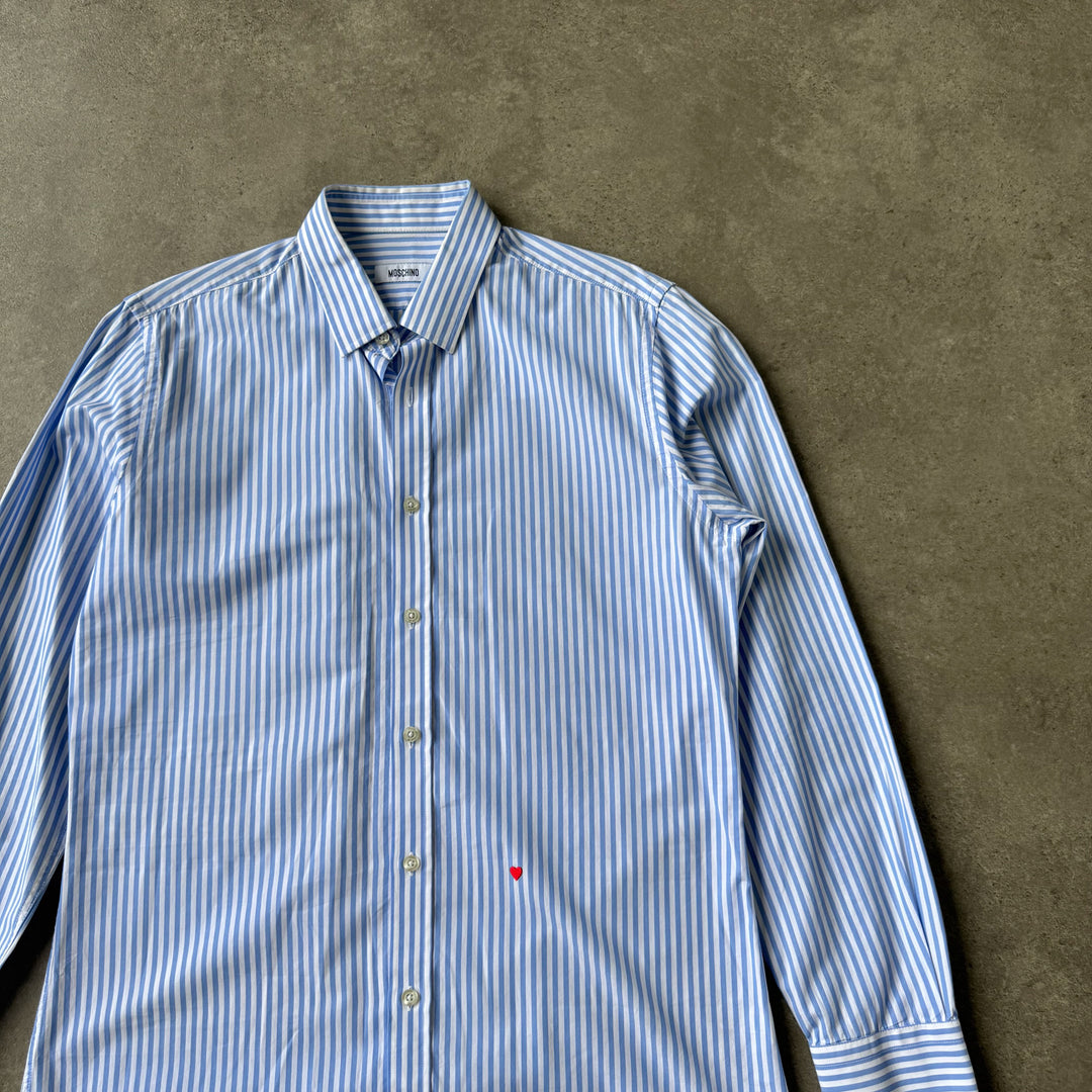 Moschino Dress Shirt Light Blue & White Men's M