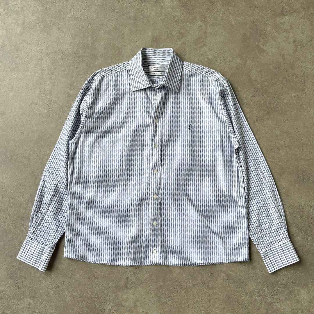 Yves Saint Laurent Dress Shirt Blue & White Men's L