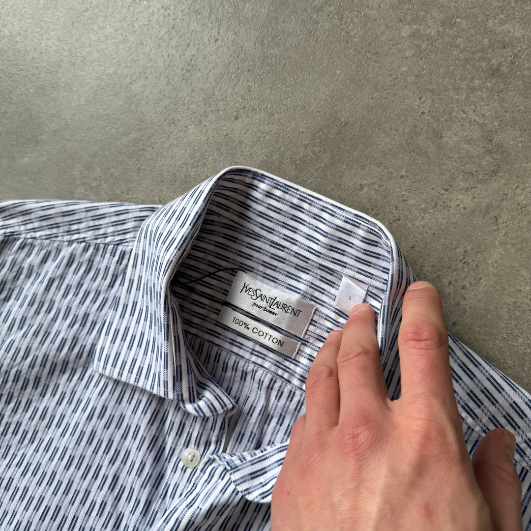 Yves Saint Laurent Dress Shirt Blue & White Men's L