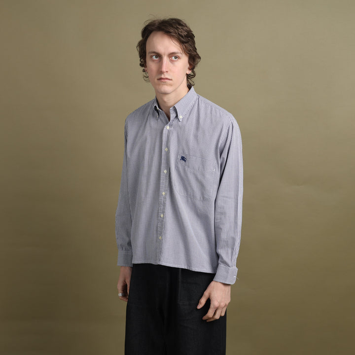 Thomas Burberry Dress Shirt Blue & White Men's M