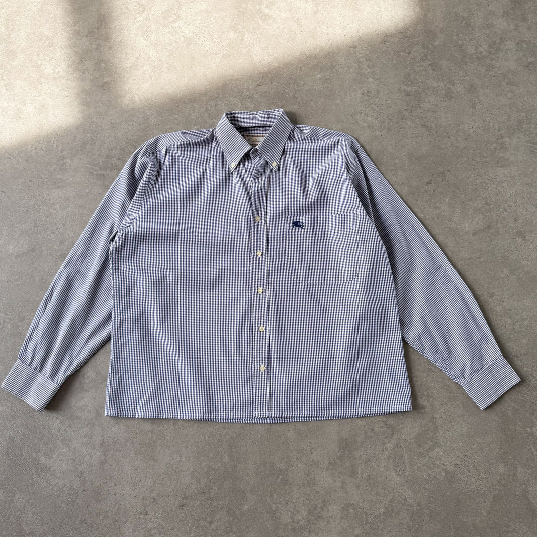 Thomas Burberry Dress Shirt Blue & White Men's M