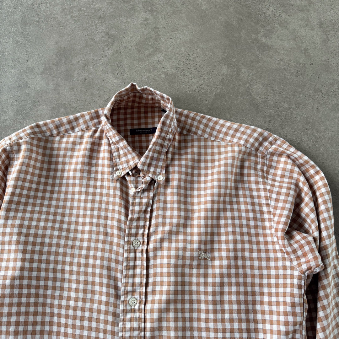 Burberry Shirt Burnt Orange & White Men's S