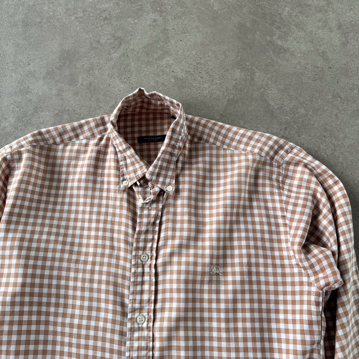 Burberry Shirt Burnt Orange & White Men's S